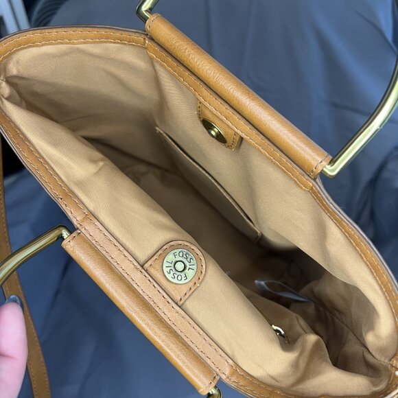 Floral Boho Bucket Top Handle Crossbody, Fossil, Amy, EUC - Picture 3 of 10